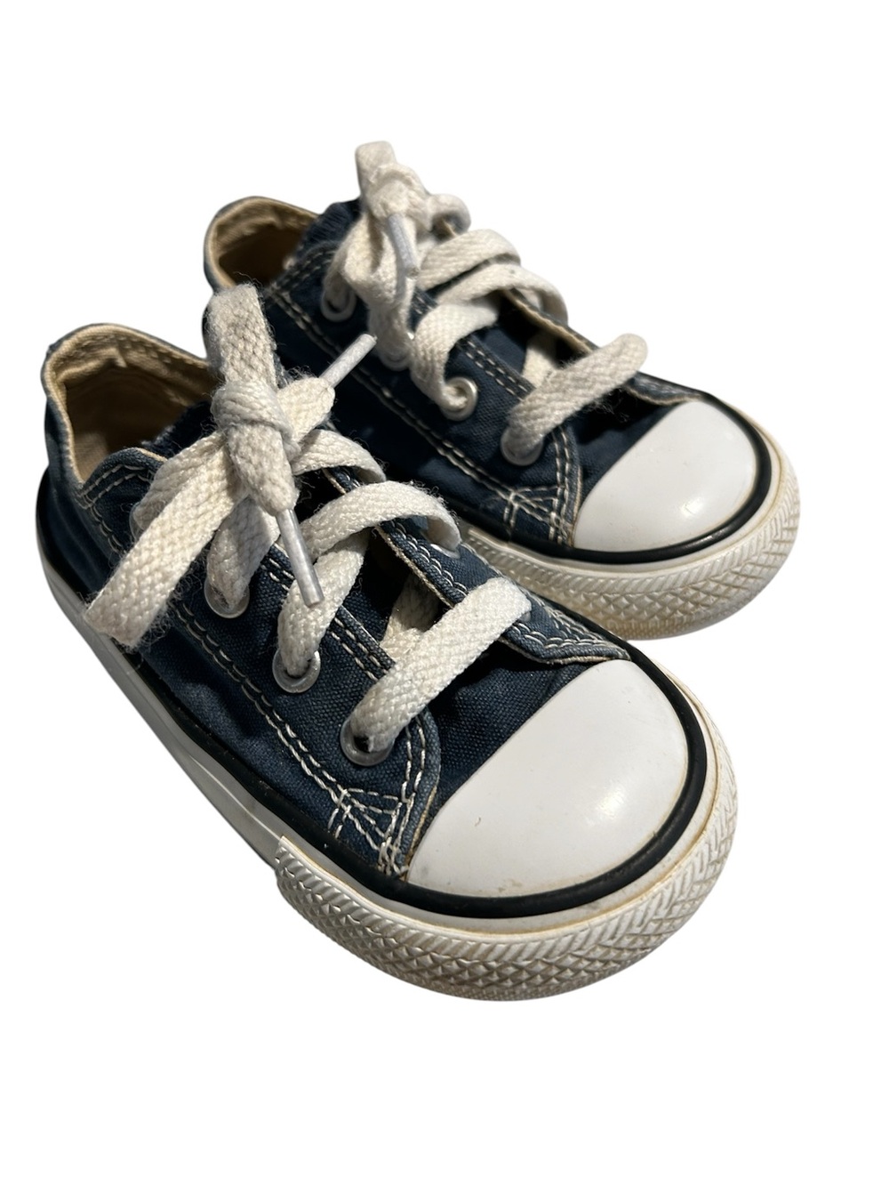 Converse Kids Navy and White Canvas Low-Top Sneakers